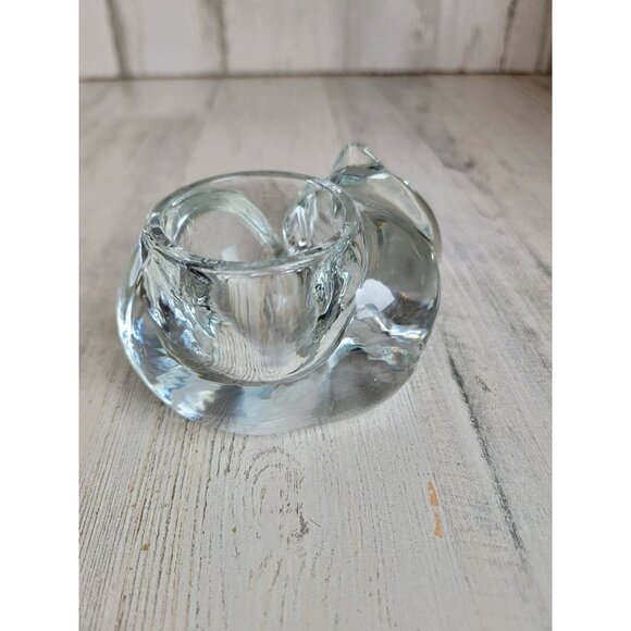 Avon clear curled up cat tea light candle holder home decor - Picture 5 of 6